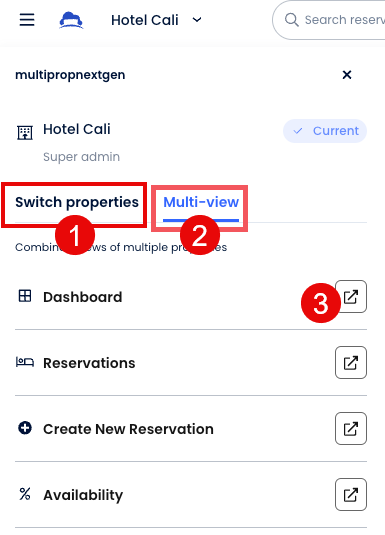 Nuevo menú de navegación de la vista multipropiedad