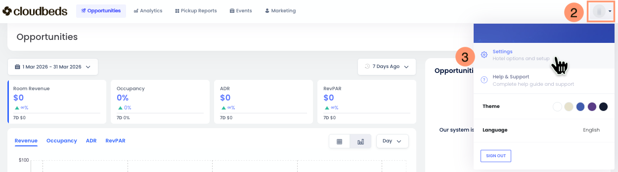 Ayarlar menüsünün konumu