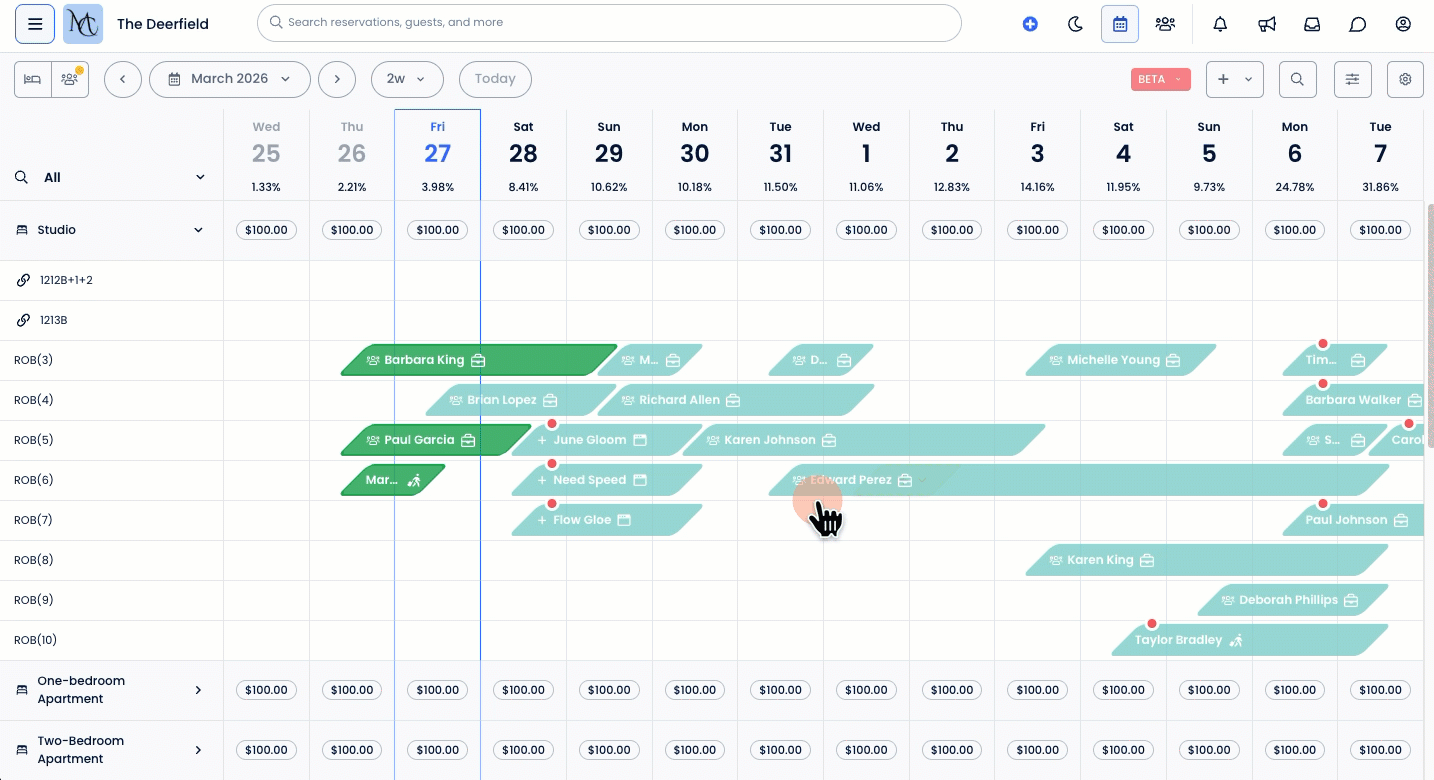 Open reservations details