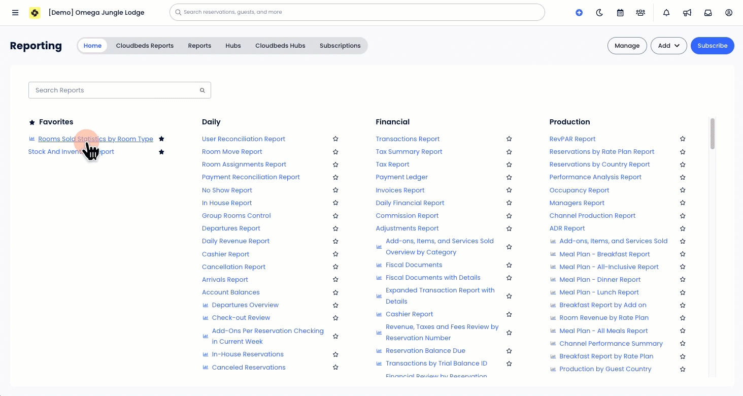 An open report page with the Reporting Drawer expanded