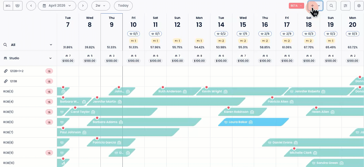 Artı simgesine tıklayınca açılan Hızlı İşlem menüsü