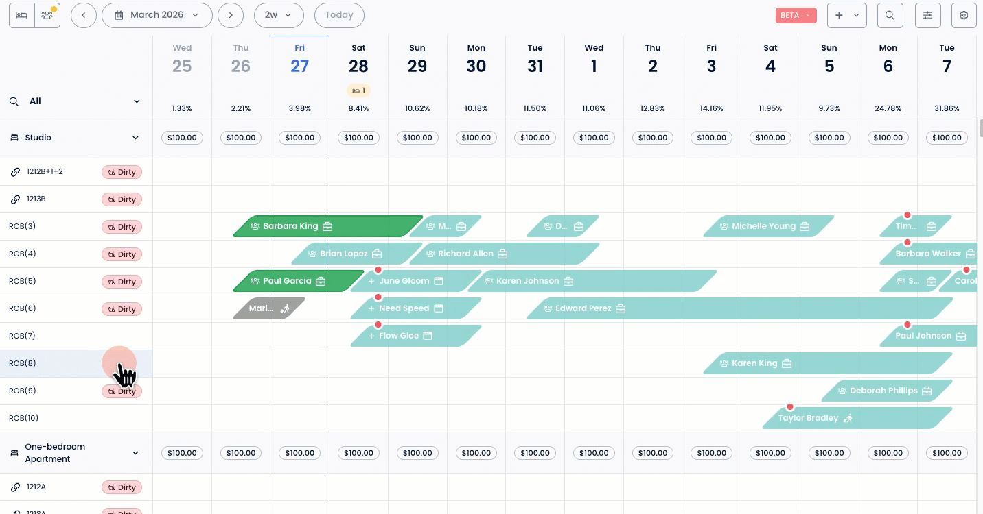 Oda Detayları kasasında kat hizmetleri kontrollerini gösteren ekran