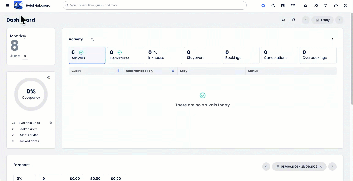 Animated demonstration showing a user opening the Main Menu, selecting Reporting, typing “Notes” into the Search Reports bar, and clicking on the Notes Report from the results to open it in a new tab. 