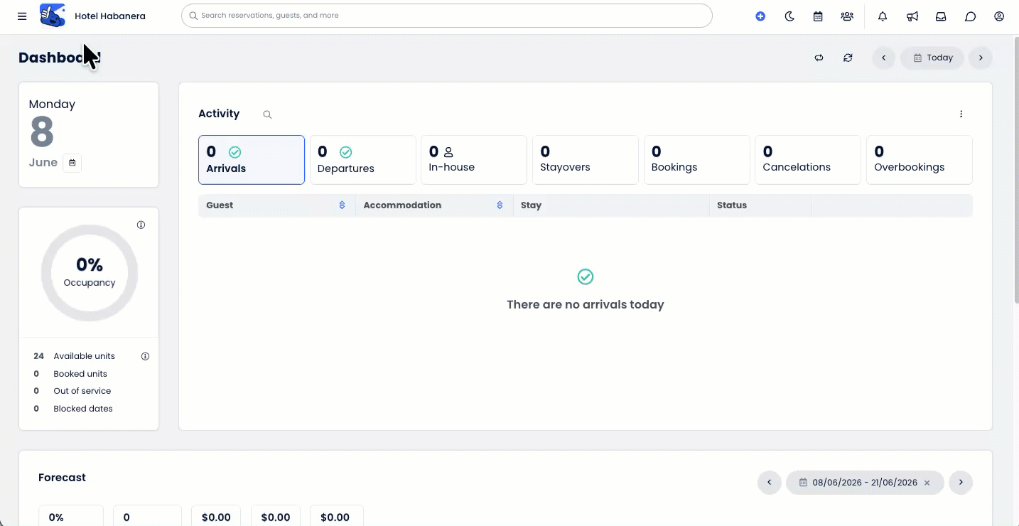 Animated demonstration showing a user opening the Main Menu, selecting Reporting, typing “User Reconciliation” into the Search Reports bar, and clicking on the User Reconciliation Report from the results to open it in a new tab. 
