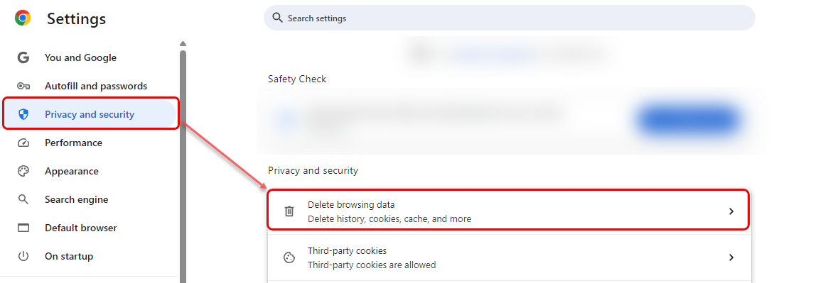 Clear browser cache and cookies