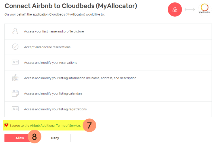 Cloudbeds Zugriff auf Airbnb erlauben