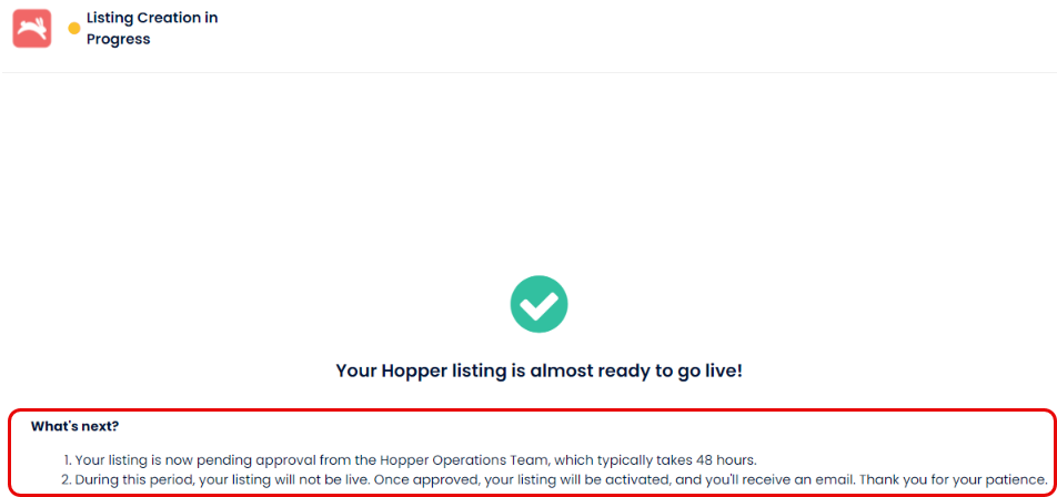 Hopper listing pending approval